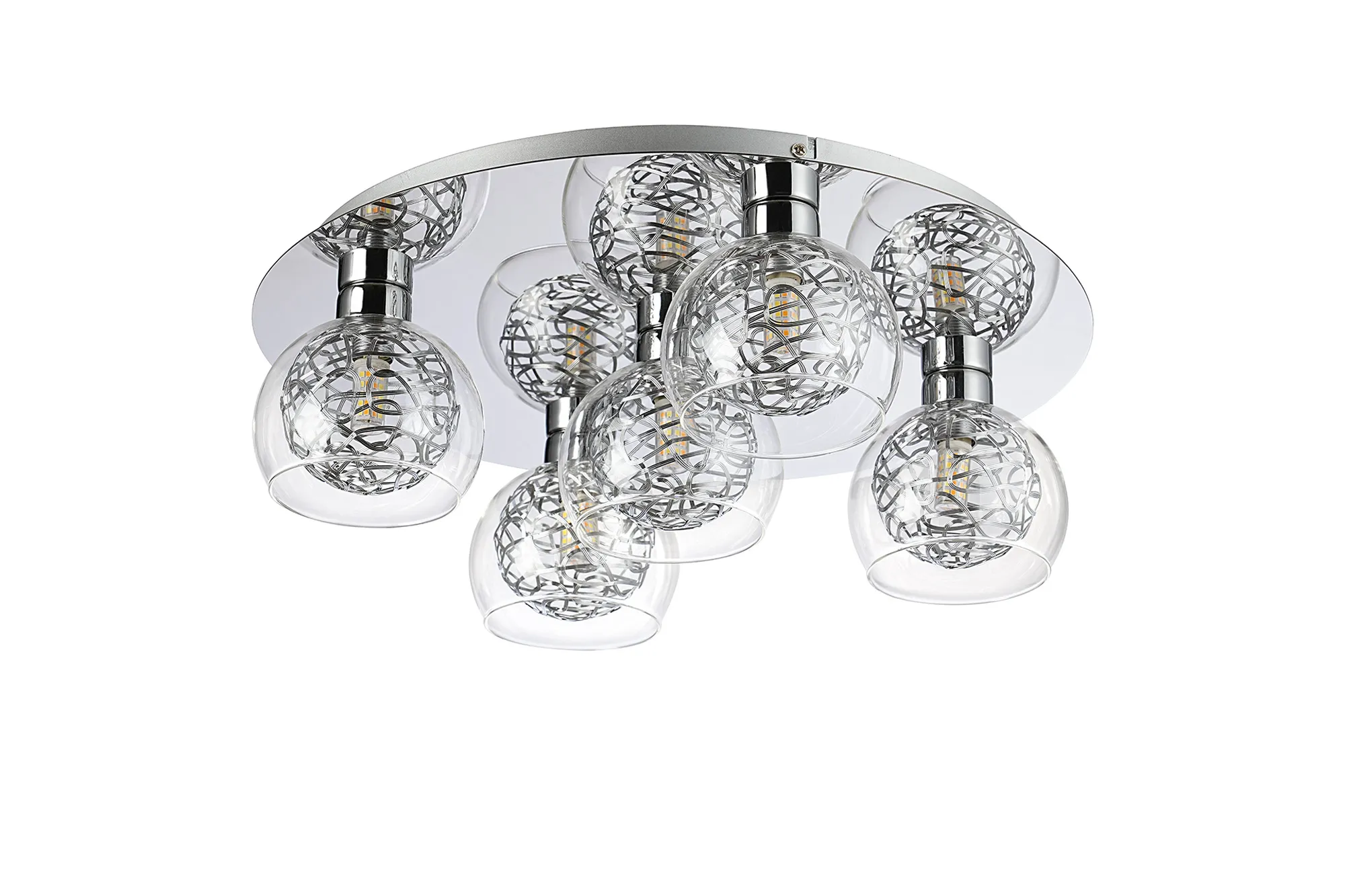 Talia Glass Flush Ceiling 5 Light Polished Chrome D0765  Deco Talia